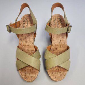 kork-ease Drew Leather Cross Banded Platform Sandals [size 7M] [NewWithTags]